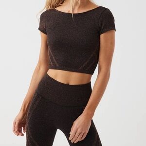NWOT OFFLINE By Aerie Small Seamless Lurex Soft Stretchy Open Back Top